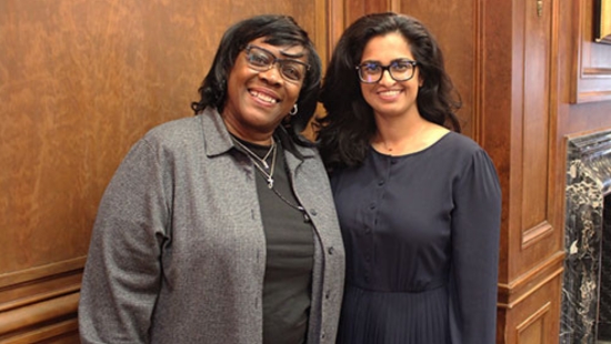 two women smiling
